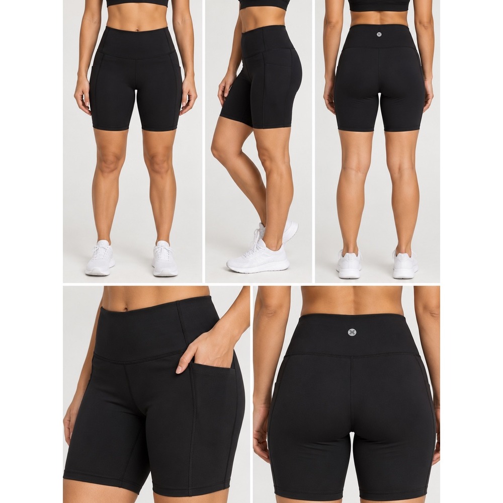 RBX Black High Waisted Biker Shorts with Pockets Size Small